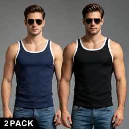 Men's Tank Top Summer Solid Color White Edge Narrow Shoulder Fashion Sports Fitness Leisure Basic Versatile Comfortable Top