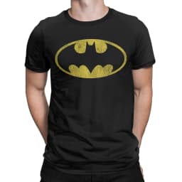 Casual Batmans Classic Yellow Logo Tshirt Men Round Neck Short Sleeve Top Tee 100%Cotton Summer Clothes