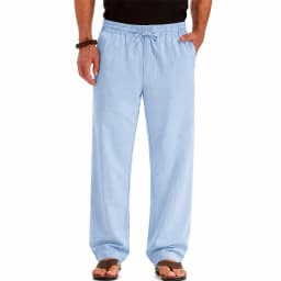 Men's Spring Summer New Cotton Linen Long Pants Vacation Hawaii Casual Trouser Straight Leg Lightweight Sweatpants