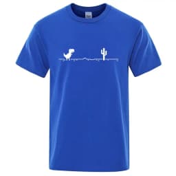 Men High Quality Cotton Blend Funny Dinosaur Print T Shirt Loose O-neck Summer Cool Men Tshirt Short Sleeve T-shirt Male Tee Top