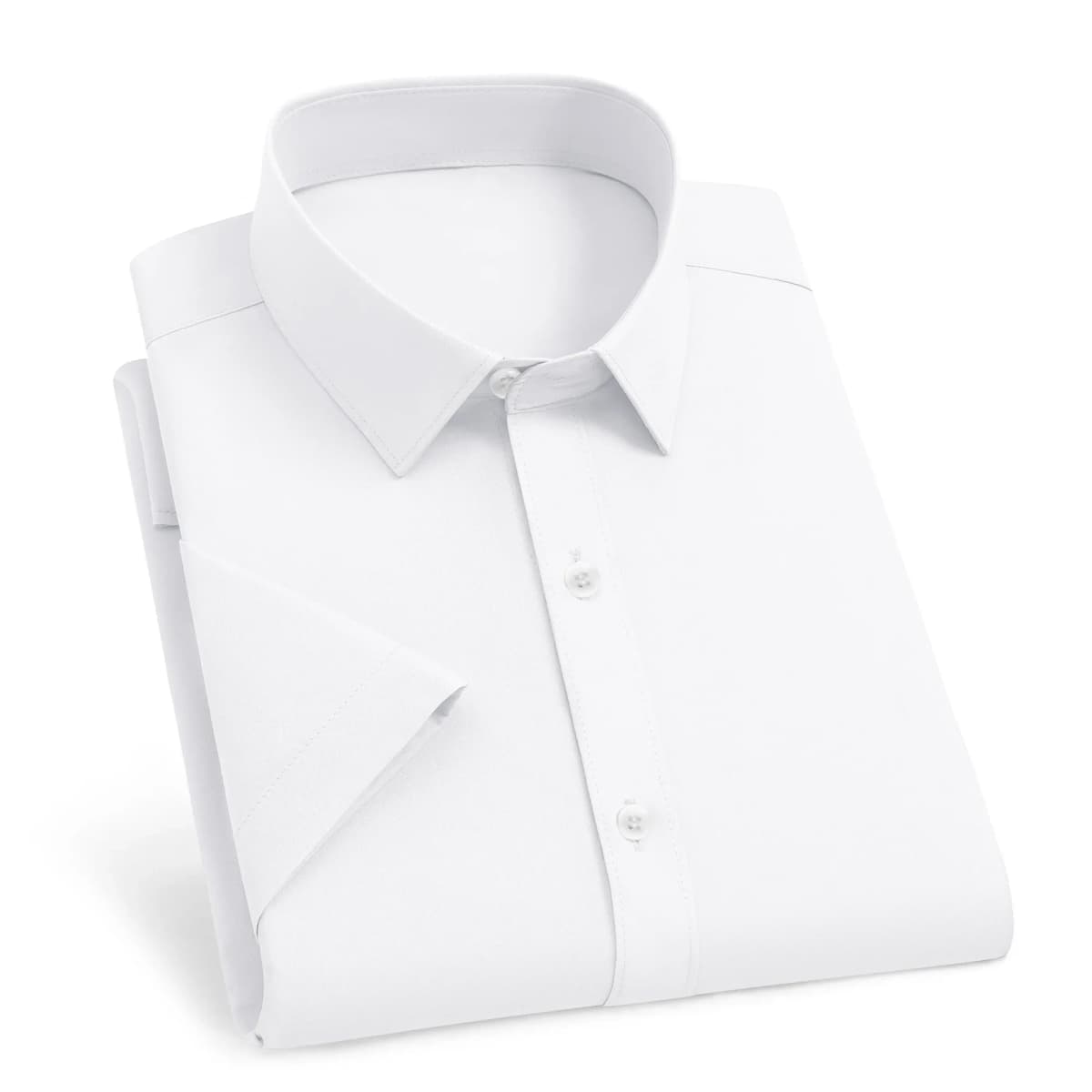 New Men's Business Casual Solid Color Short Sleeved Shirt for Summer Fashion No Ironing Comfortable and Versatile Top