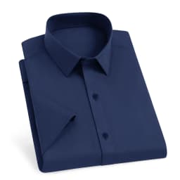 New Men's Business Casual Solid Color Short Sleeved Shirt for Summer Fashion No Ironing Comfortable and Versatile Top