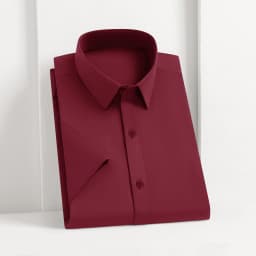 New Men's Business Casual Solid Color Short Sleeved Shirt for Summer Fashion No Ironing Comfortable and Versatile Top