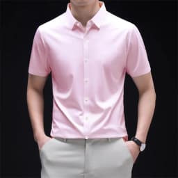 New Men's Business Casual Short Sleeved Solid Color Shirt Wrinkle Resistant Wrinkle Free Comfortable All Season Versatile Top