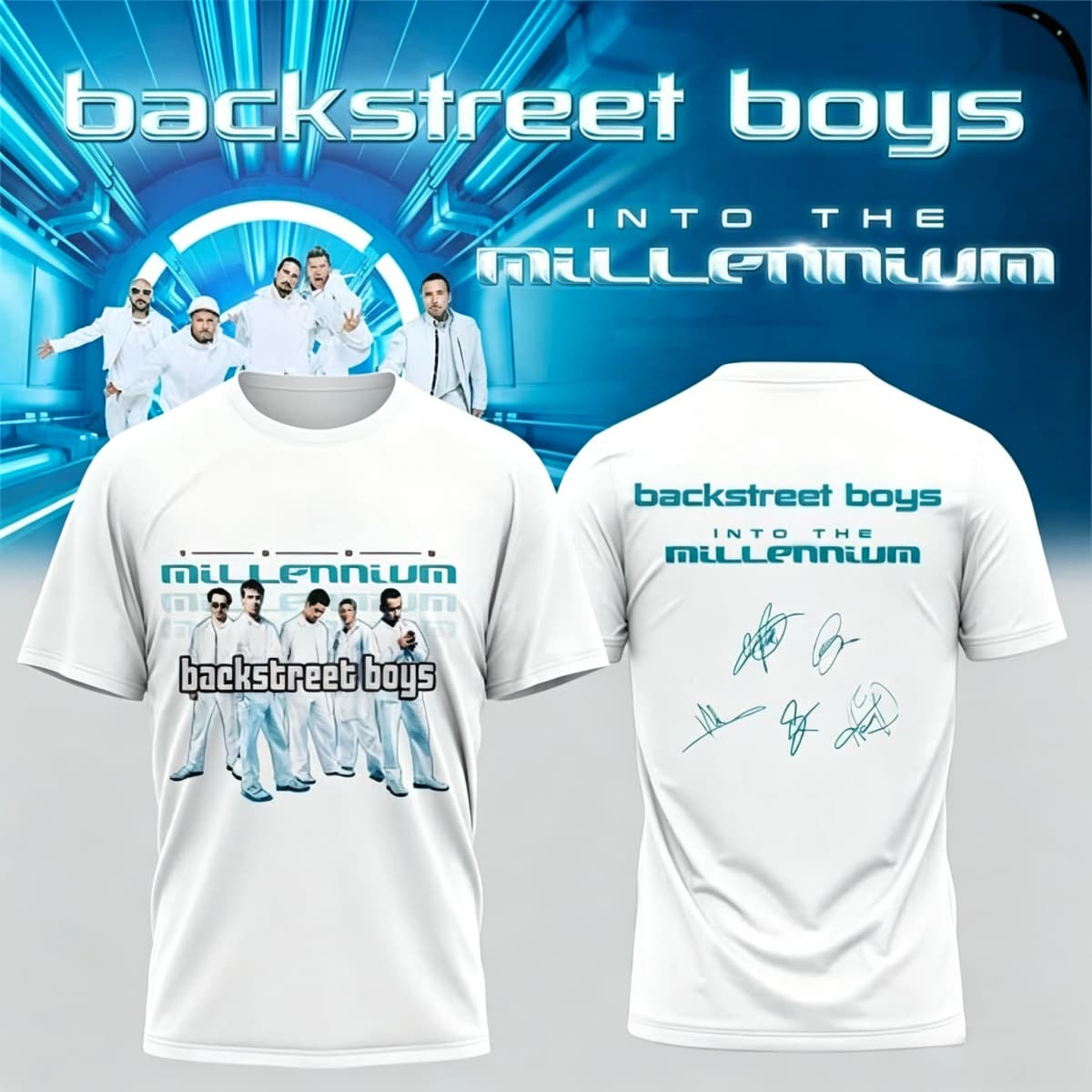 Vintage Backstreet Boys Tour T Shirt Into The Millennium Las Vegas Unisex Oversized Streetwear Short Sleeve Top