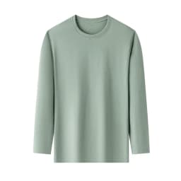 Men's Solid Color round Neck Long Sleeve T-Shirt Cotton Summer Comfortable Breathable Casual Top in Various Colors