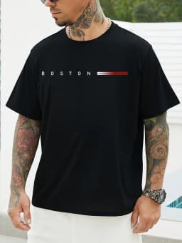 Men's 100% Pure Cotton Summer Loose Oversized Casual Paris Letter Printed Sports Round Neck Short Sleeved T-Shirt Top
