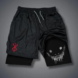 Summer Men Shorts Funny Graphic Print Running Fitness Gym Training Sport Shorts Quick Dry Workout Jogging Double Deck Shorts Man