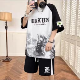 Summer fashion men's personalized letter print comfortable breathable round neck T-shirt shorts set outdoor street style outfit