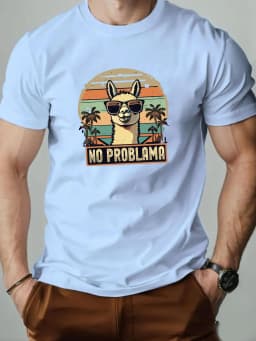 No Problem At All. Alpaca Print 100% Cotton Men Woment T-shirt Summer Autumn Daily Sports Party Casual Loose Street Short Sleeve