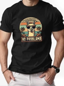 No Problem At All. Alpaca Print 100% Cotton Men Woment T-shirt Summer Autumn Daily Sports Party Casual Loose Street Short Sleeve