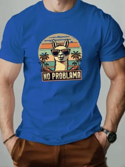 No Problem At All. Alpaca Print 100% Cotton Men Woment T-shirt Summer Autumn Daily Sports Party Casual Loose Street Short Sleeve