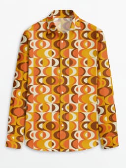 70s Theme Parties Men's 70s Disco Party Shirt - Retro Vintage Formal & Casual Button-Up Blouse with gradient, Machine Washable