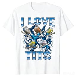 Funny Bird Meme I Love Tits Birdwatching Retro T-shirts Men Print Tshirt Loose Oversized Streetwear Hip Hop Unisex T Shirt