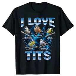Funny Bird Meme I Love Tits Birdwatching Retro T-shirts Men Print Tshirt Loose Oversized Streetwear Hip Hop Unisex T Shirt