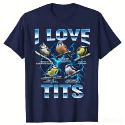 Funny Bird Meme I Love Tits Birdwatching Retro T-shirts Men Print Tshirt Loose Oversized Streetwear Hip Hop Unisex T Shirt