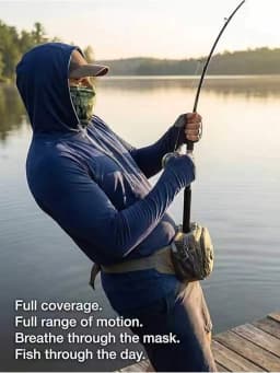 1-Pack Men's Sun Hoodie with Mesh Mask - Quick Dry Compression Fishing Shirts Long Sleeve Outdoor Work Tactical Hiking Gear