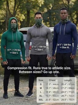 1-Pack Men's Sun Hoodie with Mesh Mask - Quick Dry Compression Fishing Shirts Long Sleeve Outdoor Work Tactical Hiking Gear