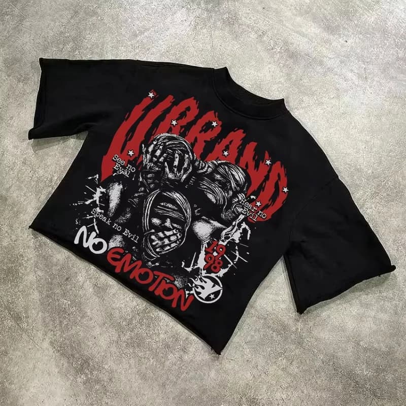 We Are All Alone Abstract Human Face Graphics Printed Cotton T-Shirt Men Y2K Short Sleeves Oversize vintage t shirt