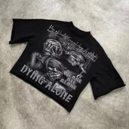 We Are All Alone Abstract Human Face Graphics Printed Cotton T-Shirt Men Y2K Short Sleeves Oversize vintage t shirt