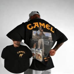 New 2026 Retro Car Camel Cigarettes T-Shirt Vintage Cotton Tops Tee Short Sleeve Casual Streetwear Oversized Women Men Clothing