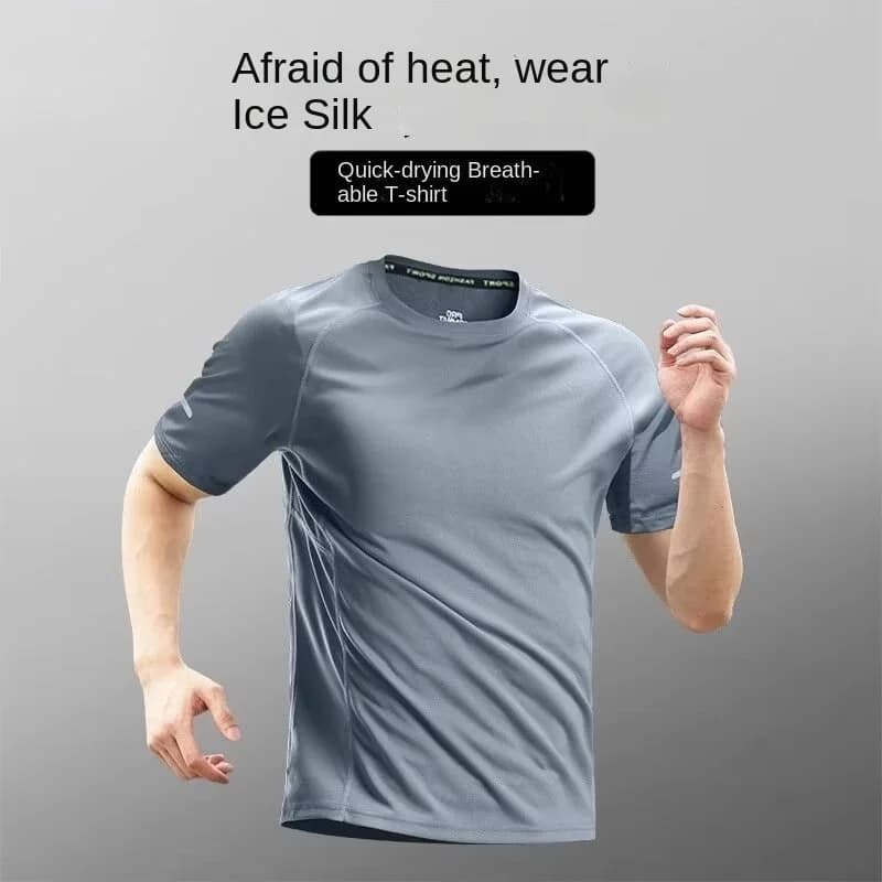 Quick drying T-shirt men's ice silk summer cool thin sports shooting clothes short sleeved fitness clothes training running clot