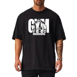 Summer oversized men's cotton shoulder relaxation and descent fitness summer fitness sports bodybuilding short-sleeved T-shirt