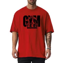 Summer oversized men's cotton shoulder relaxation and descent fitness summer fitness sports bodybuilding short-sleeved T-shirt
