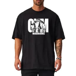 Summer oversized men's cotton shoulder relaxation and descent fitness summer fitness sports bodybuilding short-sleeved T-shirt