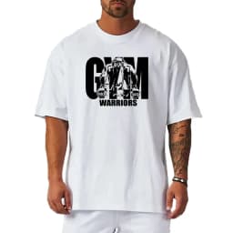 Summer oversized men's cotton shoulder relaxation and descent fitness summer fitness sports bodybuilding short-sleeved T-shirt