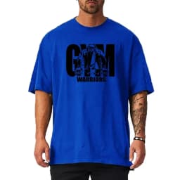 Summer oversized men's cotton shoulder relaxation and descent fitness summer fitness sports bodybuilding short-sleeved T-shirt