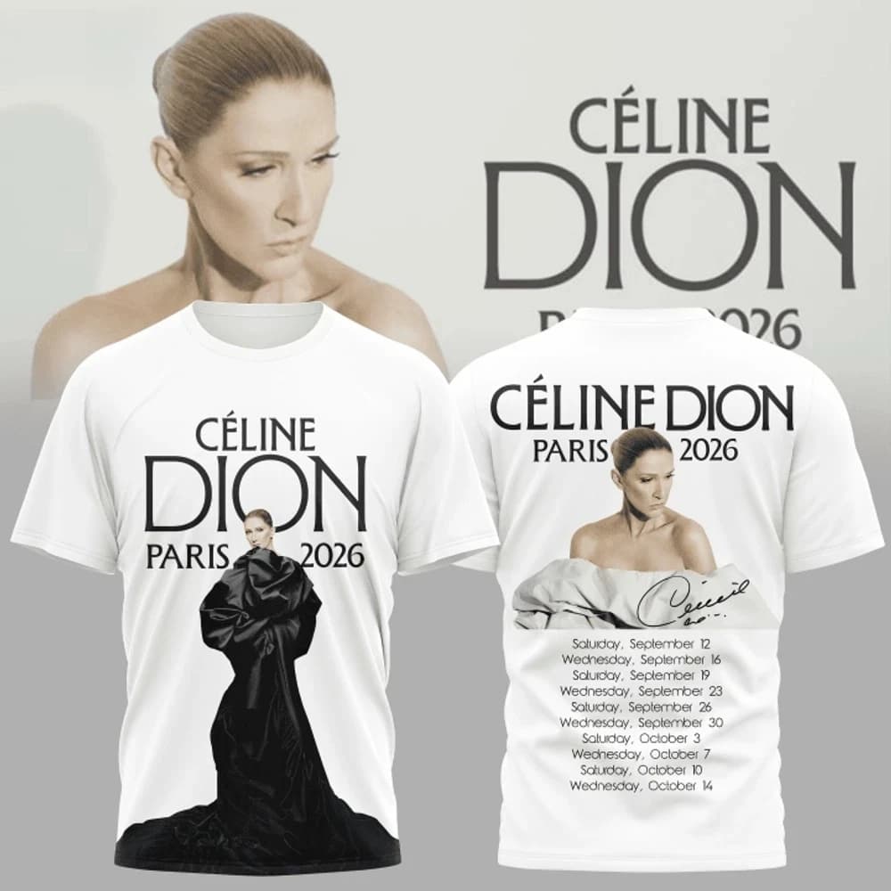 Celine Dion Paris 2026 Fan Tour Gift T-shirt Men Women 2026 Summer New Fashion Men's T-shirt Pop music Streetwear Hip Hop Tees