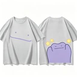 Pokemon 30th Anniversary Ditto Front and Back Printed T-shirt for Men's and Women's New Summer Style Y2K Harajuku Style T Shirt