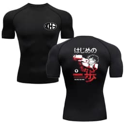 Anime Hajime Compression Shirt Men Short Running T Shirt Gym Sports Top Quick Dry Breathable Fitness Sportswear Bodybuilding Tee