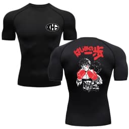 Anime Hajime Compression Shirt Men Short Running T Shirt Gym Sports Top Quick Dry Breathable Fitness Sportswear Bodybuilding Tee