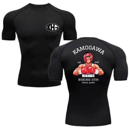 Anime Hajime Compression Shirt Men Short Running T Shirt Gym Sports Top Quick Dry Breathable Fitness Sportswear Bodybuilding Tee
