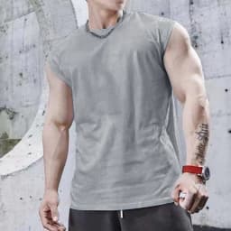Summer Plain Mens Fitness Singlets Loose Mesh Gym Tank Tops Bodybuilding Clothing Sports Oversized Muscle Sleeveless Shirt