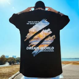 M-8XL 2026 NewPainting Print Round Neck Short Sleeve T-shirt for Men and Women Large Loose Casual Five Quarter Sleeved Top