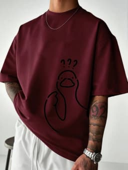 100% Pure Cotton Summer Men's Casual Fashion Loose Cartoon Print Round Neck Short Sleeved T-Shirt Versatile Top