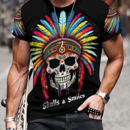 New Fashion Skull 3D Digital Pattern Printed Men's Pattern T-shirt Casual Comfort T-shirt Short Sleeve Hoodie Men's Summer Outdo