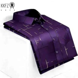 2026 Casual Business Men's Fashion Casual Short Sleeve Shirt Anti-Wrinkle Geometric Print Daily Top