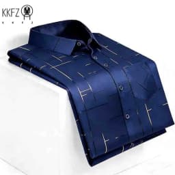 2026 Casual Business Men's Fashion Casual Short Sleeve Shirt Anti-Wrinkle Geometric Print Daily Top