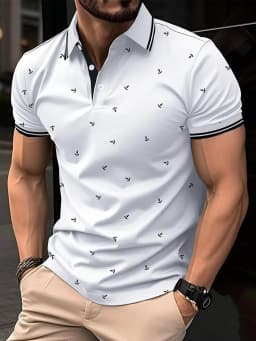 The New Men's Short-Sleeved POLO Shirt for Summer 2025 Is Casual Fashionable Soft and Breathable with 3D Pattern Printing