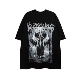 M-8XL American Street Fashion Style Retro Angel Element Print Gothic Style Niche Trendy Brand Top For Men