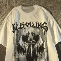 M-8XL American Street Fashion Style Retro Angel Element Print Gothic Style Niche Trendy Brand Top For Men