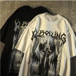M-8XL American Street Fashion Style Retro Angel Element Print Gothic Style Niche Trendy Brand Top For Men