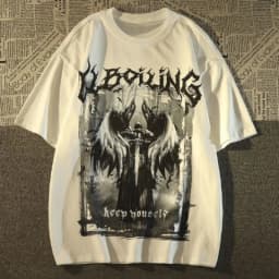 M-8XL American Street Fashion Style Retro Angel Element Print Gothic Style Niche Trendy Brand Top For Men