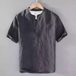 Men's Short Sleeve T-shirt Cotton and Linen Casual Men T-shirts Solid Color Summer Shirt Male Cozy Breathable
