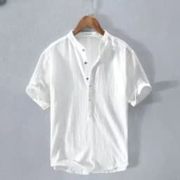 Men's Short Sleeve T-shirt Cotton and Linen Casual Men T-shirts Solid Color Summer Shirt Male Cozy Breathable