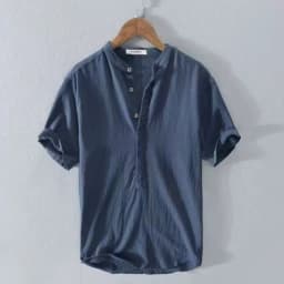 Men's Short Sleeve T-shirt Cotton and Linen Casual Men T-shirts Solid Color Summer Shirt Male Cozy Breathable